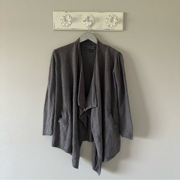 Barefoot Dreams Gray Cozychic Lite Knit Drape Cardigan - Picture 3 of 6
